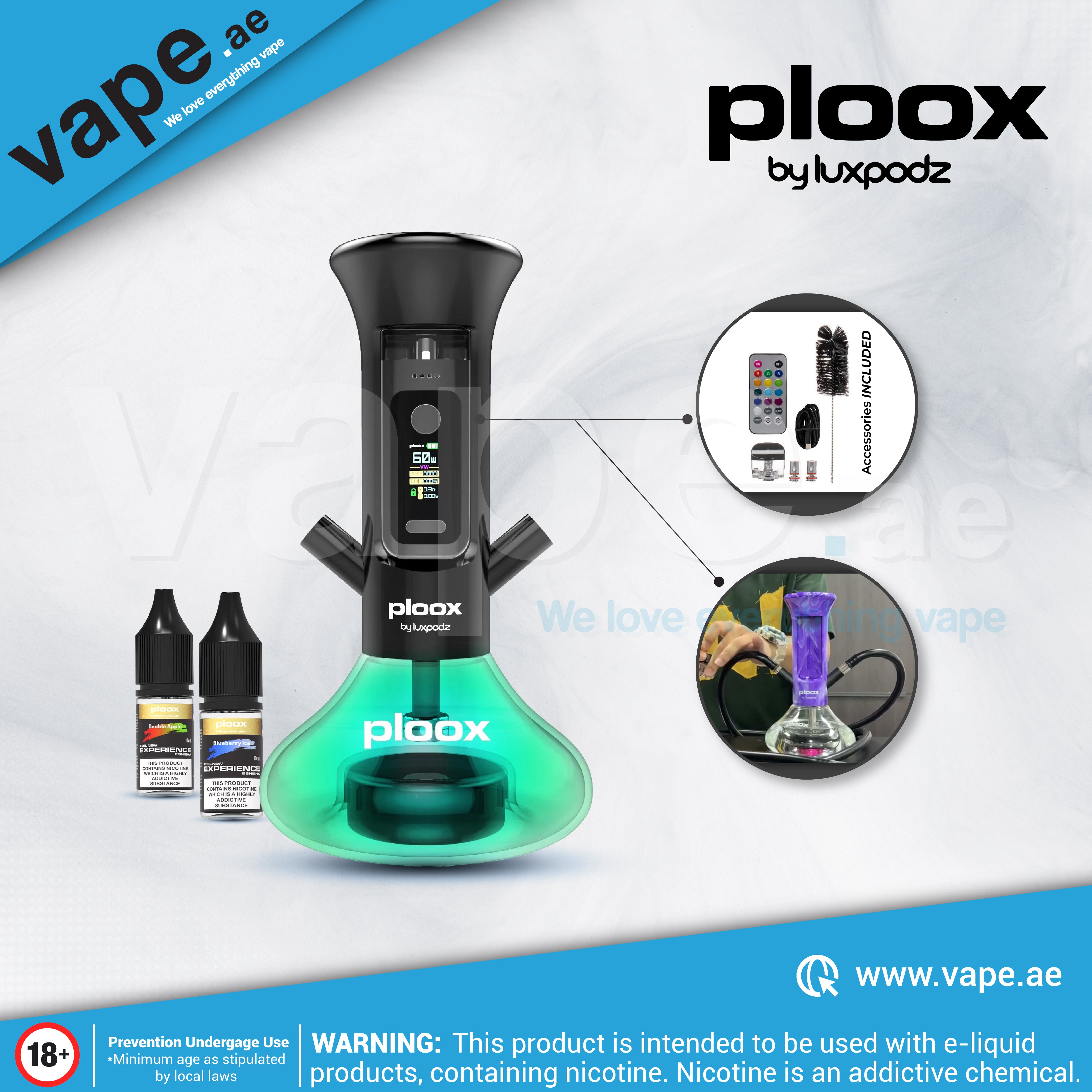 PLOOX E-SHISHA SET E-LIQUID VAPE HOOKAH DEVICE