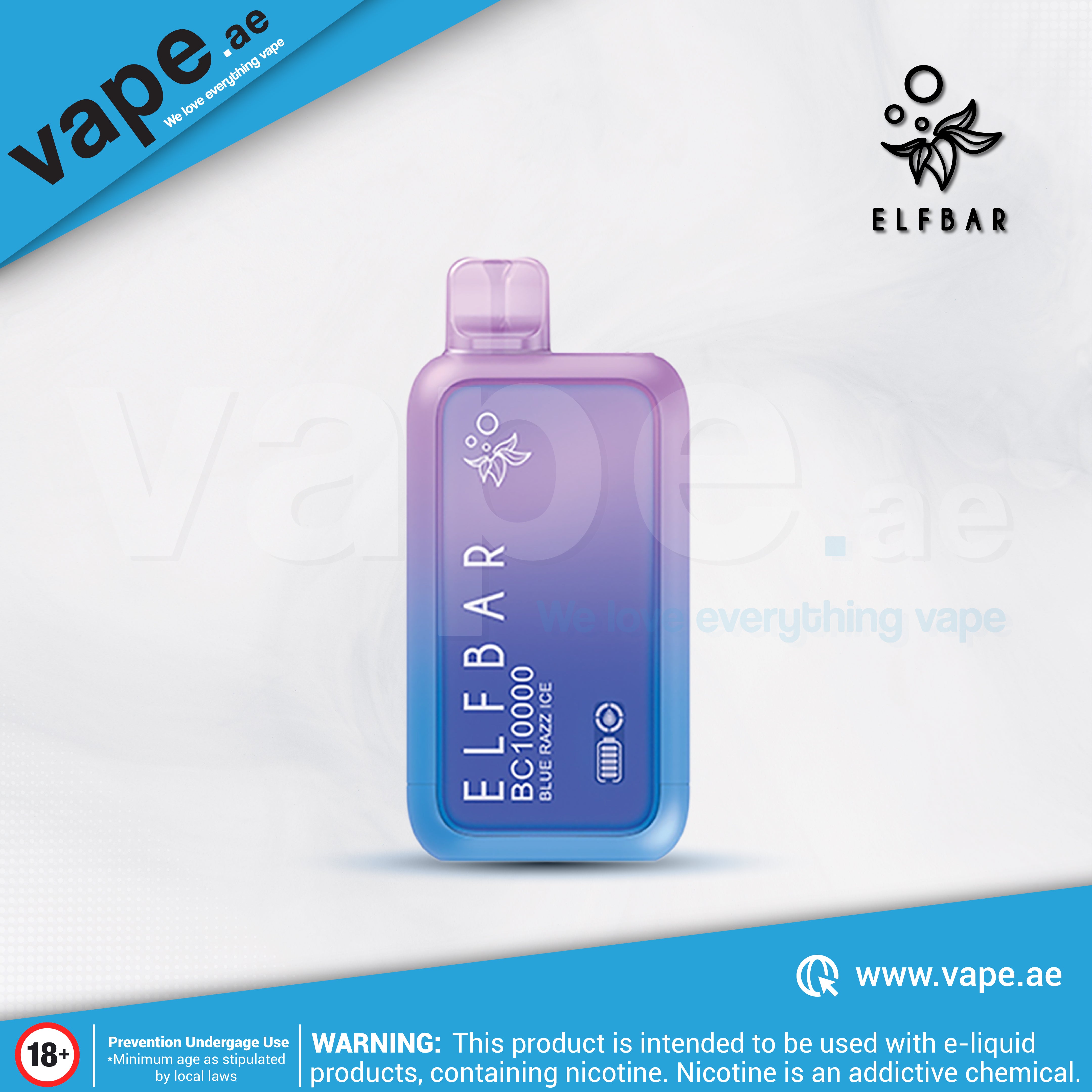 Blue Razz Ice 50mg 10000 Puffs by Elf Bar – Vape.ae