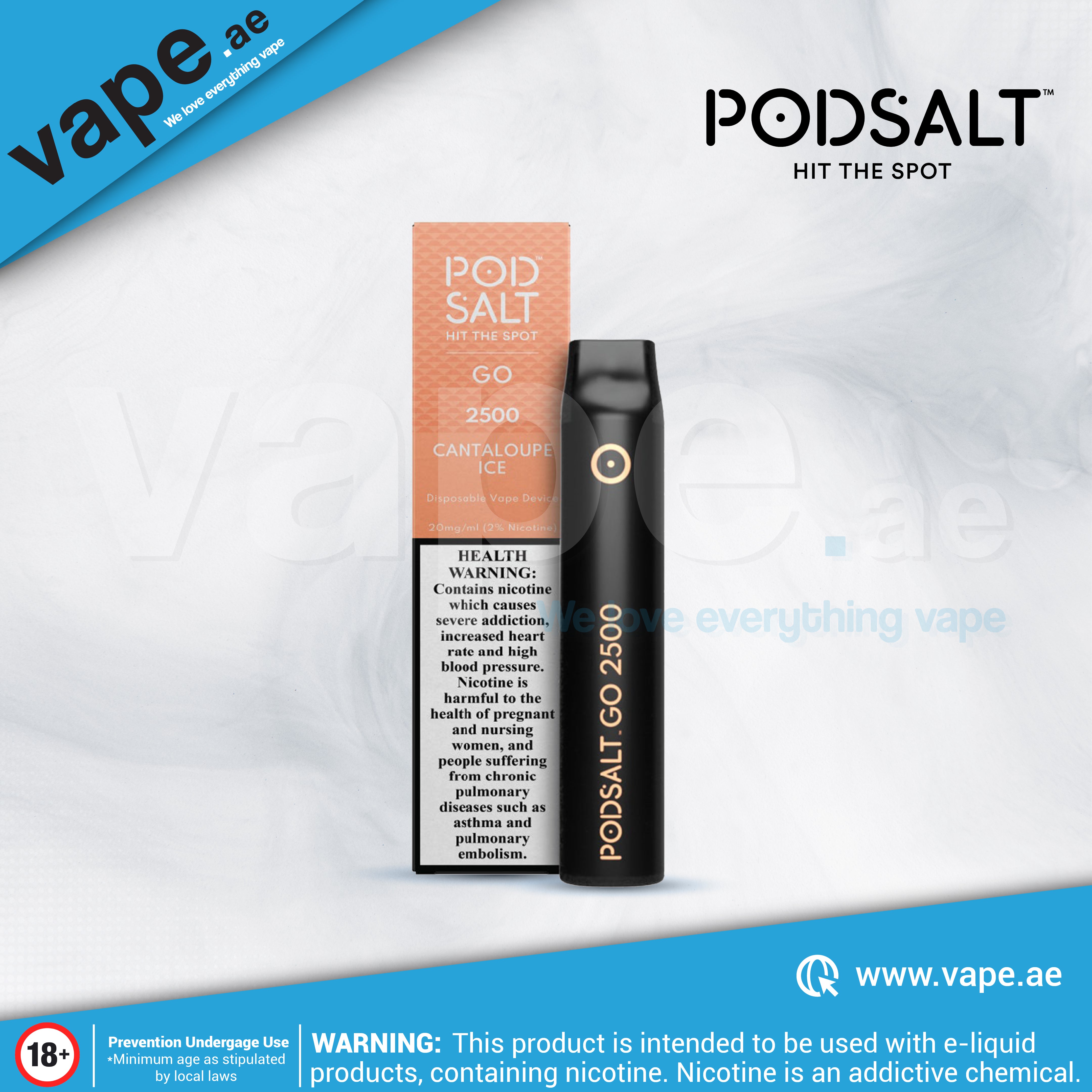 Cantaloupe Ice 20mg 2500 Puffs by Pod Salt Go Vape.ae