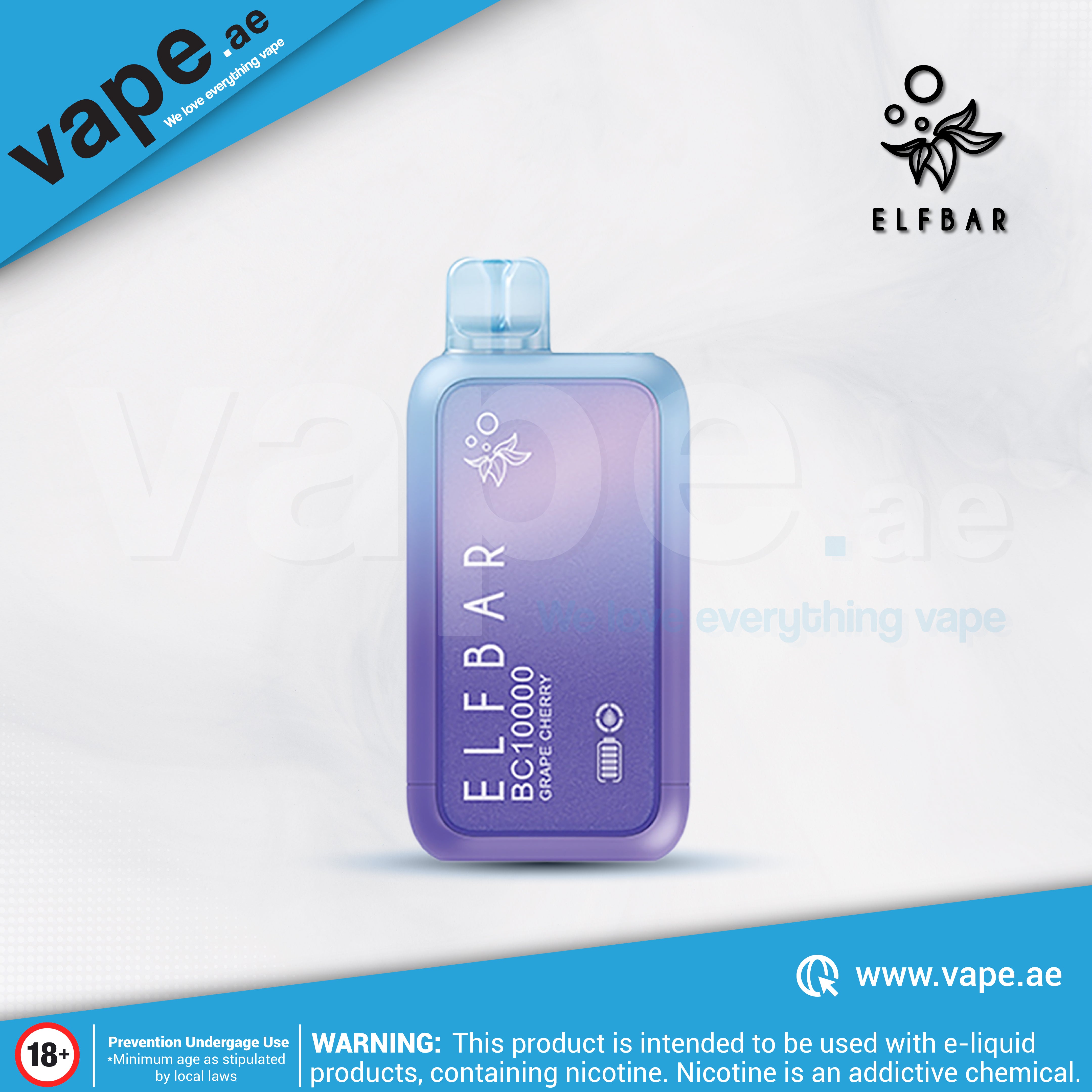 Grape Cherry 50mg 10000 Puffs by Elf Bar – Vape.ae