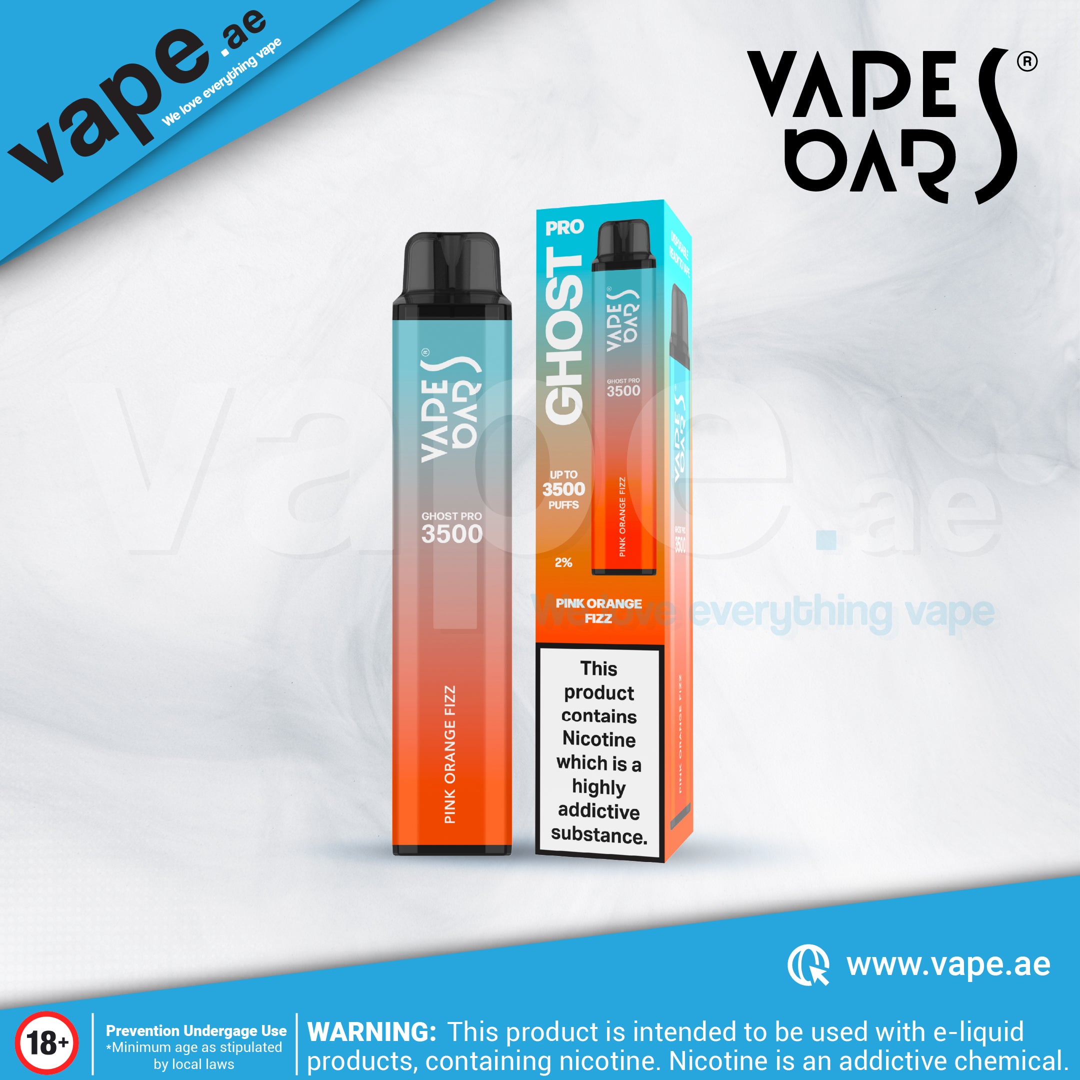 Pink Orange Fizz 20mg 3500 Puffs by Vapes Bars Ghost Pro Vape.ae