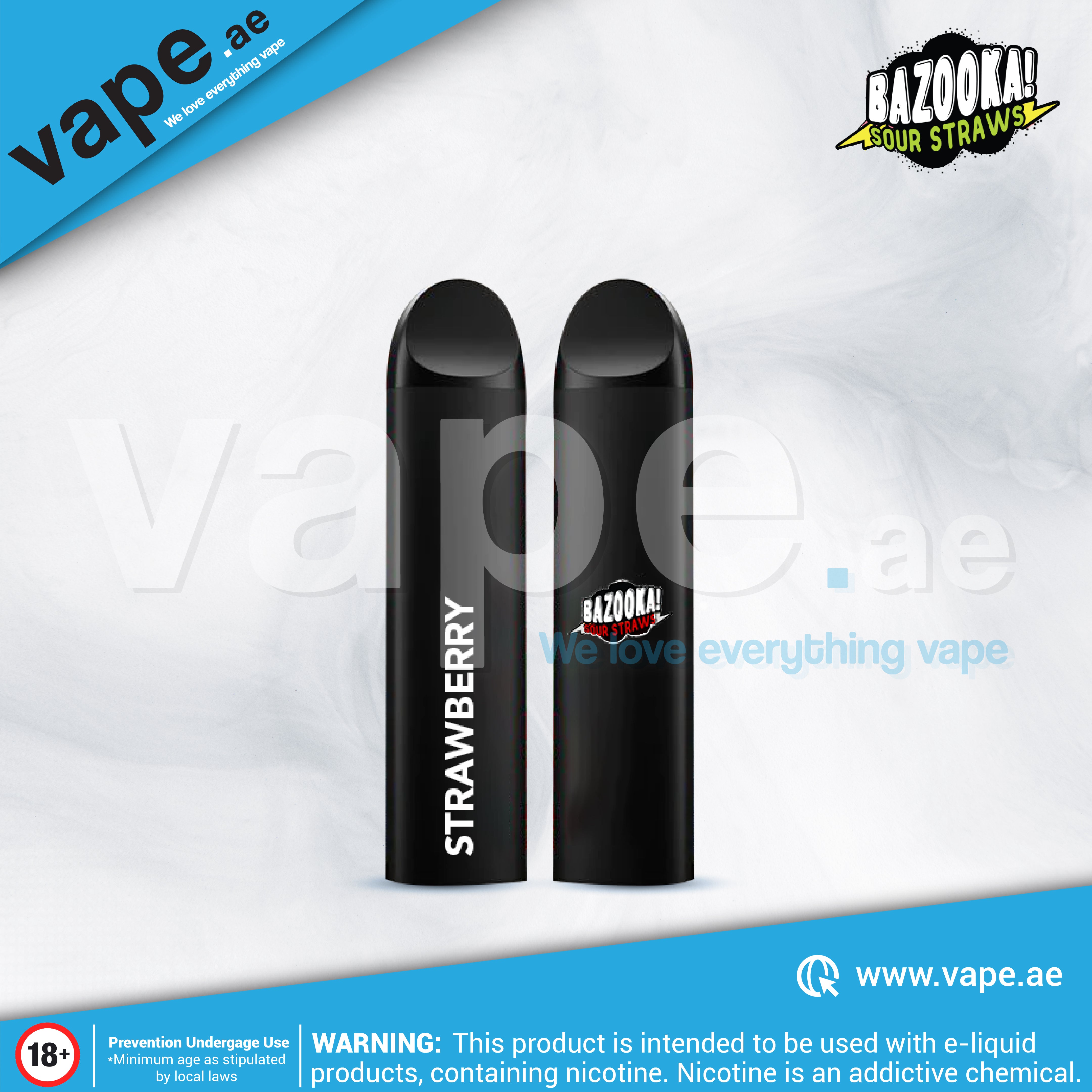 Strawberry ( 3pc/pack ) by Bazooka Sour Straws Disposables Vape.ae