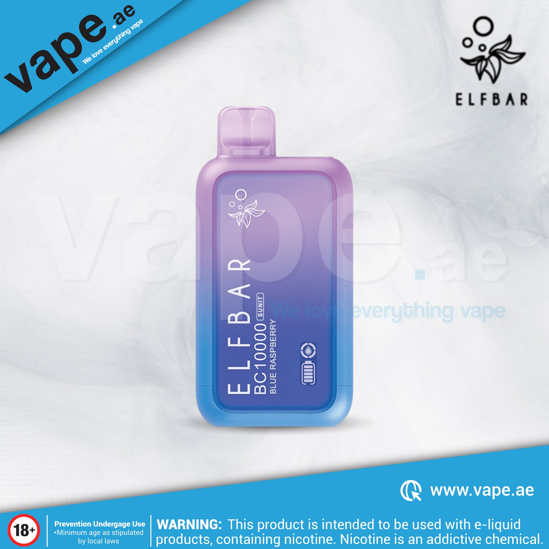 Blue Raspberry 20mg 10000 Puffs by Elf Bar – Vape.ae