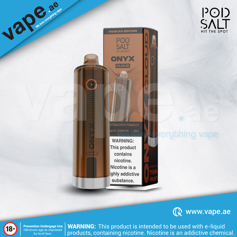 Butterscotch Tobacco 5mg 25000 Puffs Onyx Cloud By Pod Salt