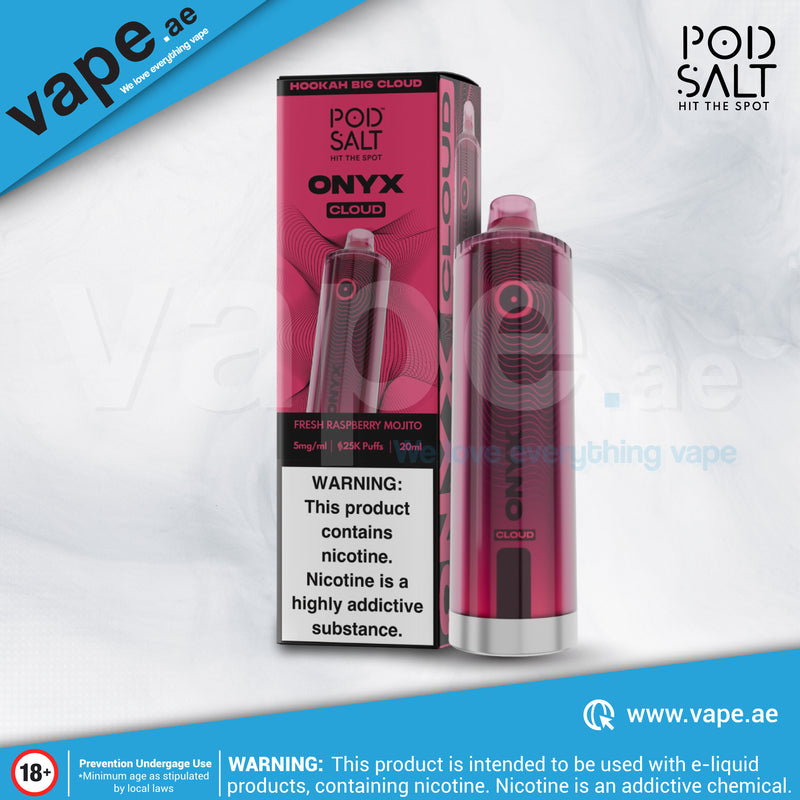 Fresh Raspberry Mojito 5mg 25000 Puffs Onyx Cloud By Pod Salt