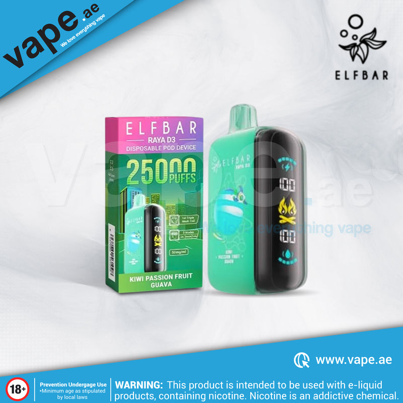 Kiwi Passion Fruit Guava 50mg 25,000 Puffs By Elf Bar D3