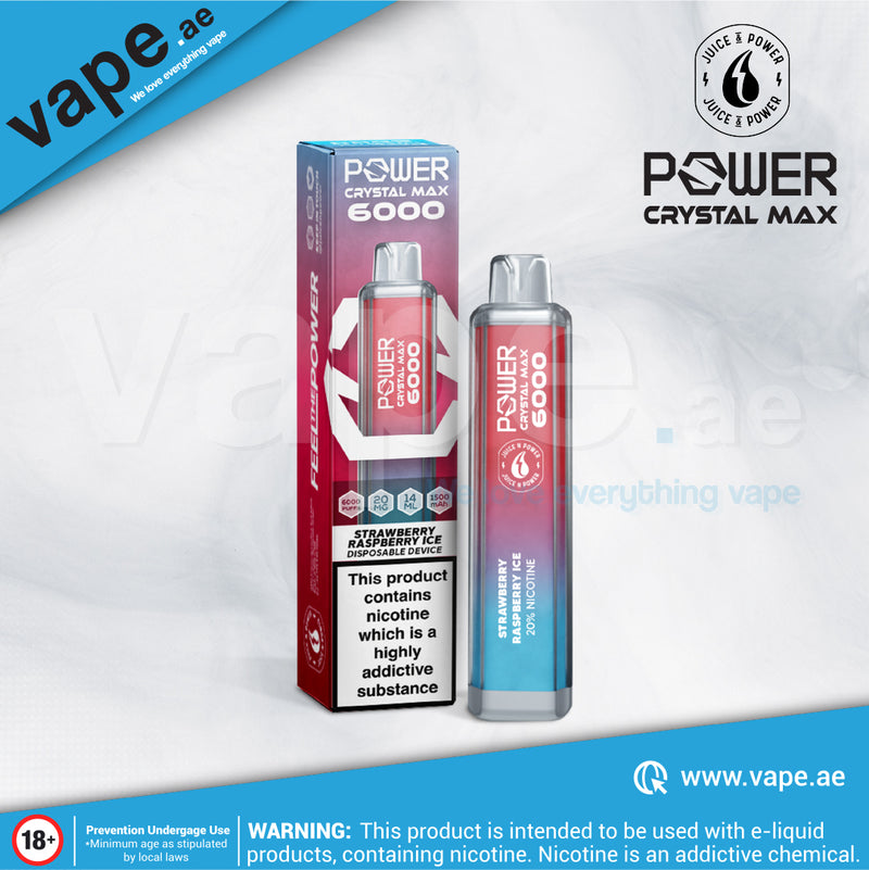 Strawberry Raspberry Ice Power Crystal Max 6000 Puffs 20mg by Juice N Power