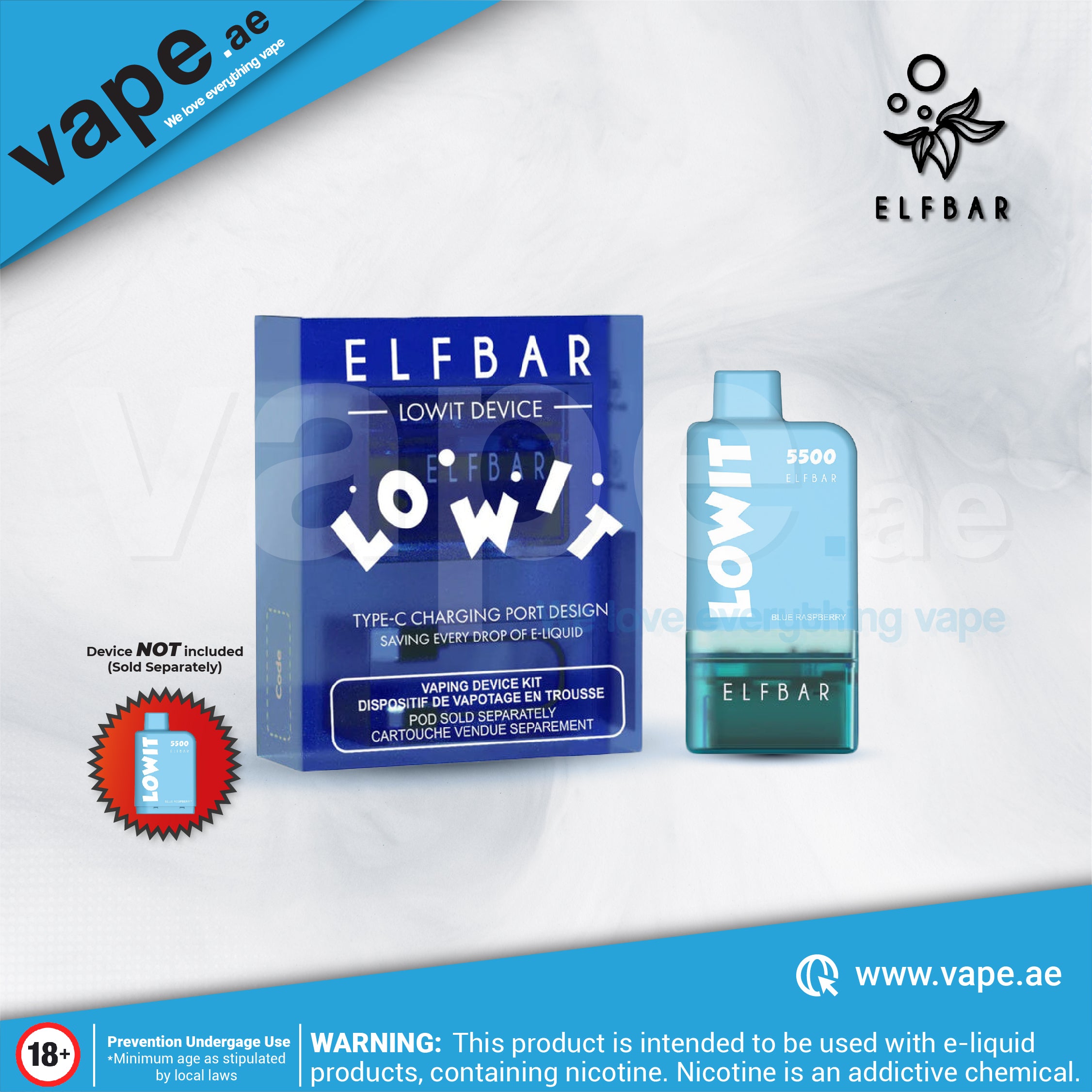 Blue Lowit Battery Device by Elf Bar – Vape.ae