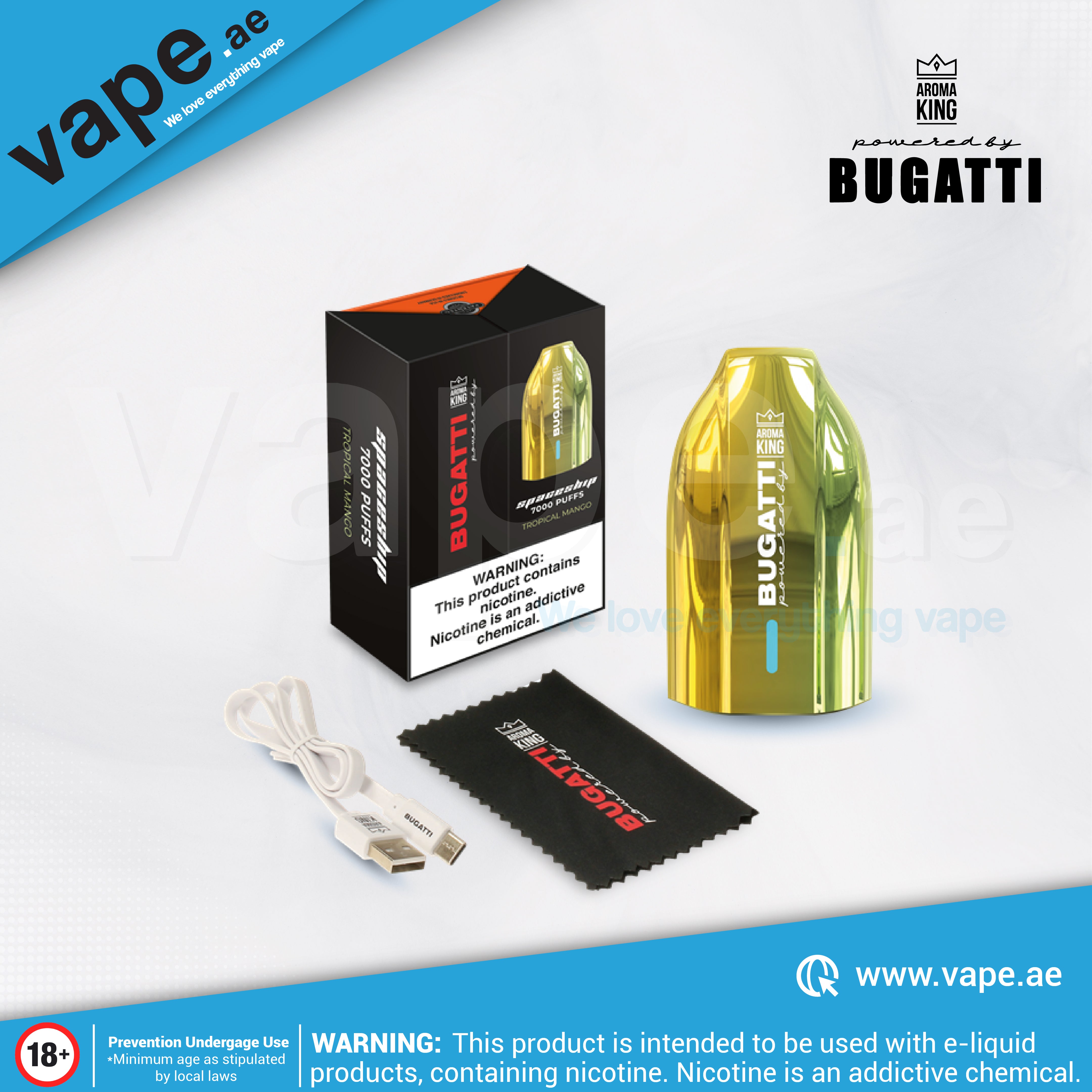 Tropical Mango Bugatti Spaceship 20mg 7000 Puffs by Aroma King – Vape.ae