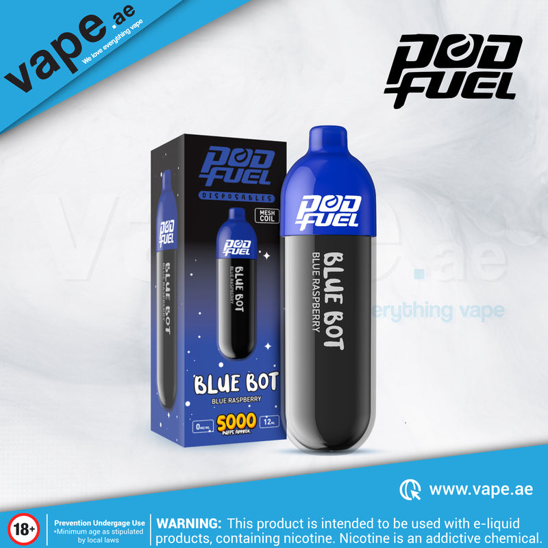 Blue Bot (Blue Raspberry) 0mg 5000 Puffs by Pod Fuel Disposables