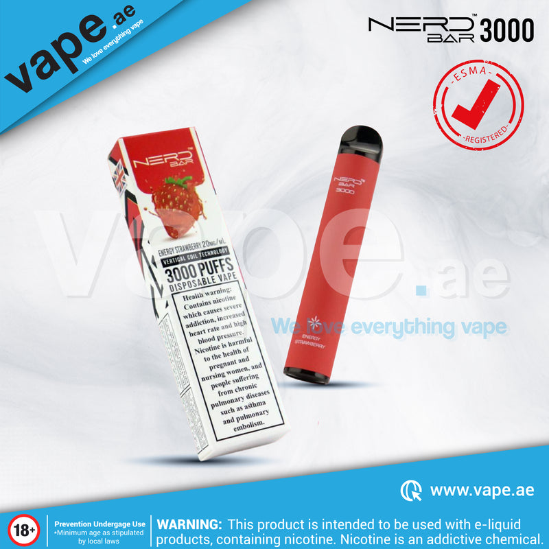 Energy Strawberry 20mg 3000 Puffs by Nerd